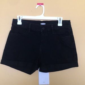 old navy mid rise black shorts size 4